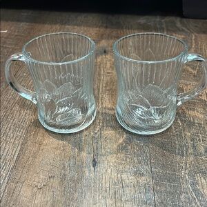 Canterbury collection Crocus Mugs 10 oz Embossed Clear Glass Set of 2 by Arcoroc